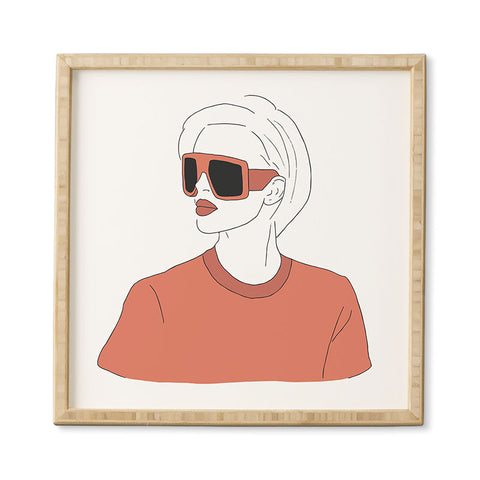 June Journal Boho Girl Line Drawing Framed Wall Art