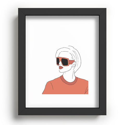 June Journal Boho Girl Line Drawing Recessed Framing Rectangle