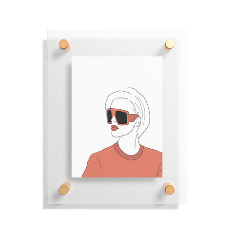 June Journal Boho Girl Line Drawing Floating Acrylic Print