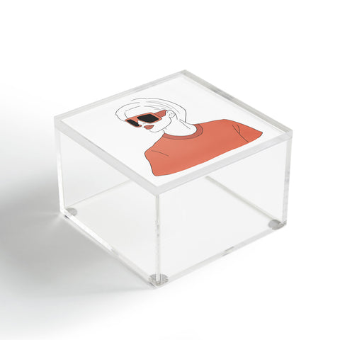 June Journal Boho Girl Line Drawing Acrylic Box