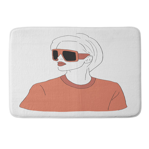 June Journal Boho Girl Line Drawing Memory Foam Bath Mat