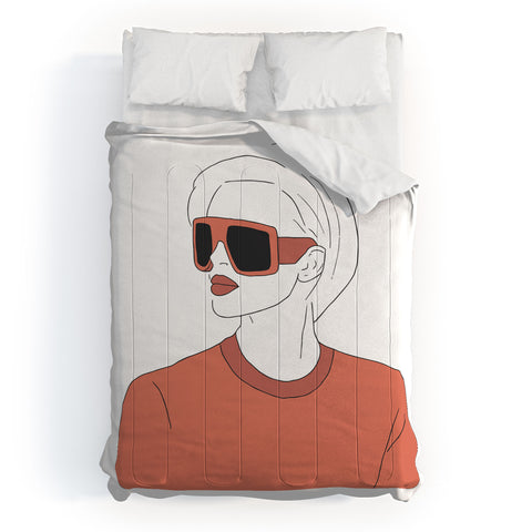 June Journal Boho Girl Line Drawing Comforter