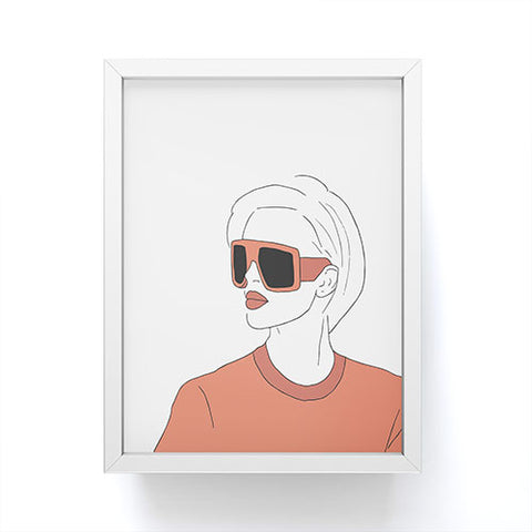 June Journal Boho Girl Line Drawing Framed Mini Art Print