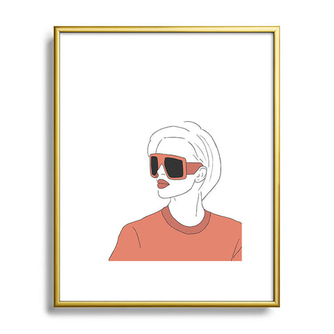 June Journal Boho Girl Line Drawing Metal Framed Art Print