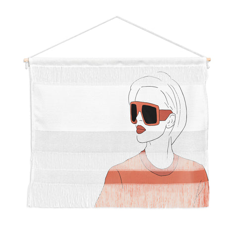 June Journal Boho Girl Line Drawing Wall Hanging Landscape