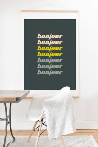 June Journal Bonjour in Pastel Art Print And Hanger