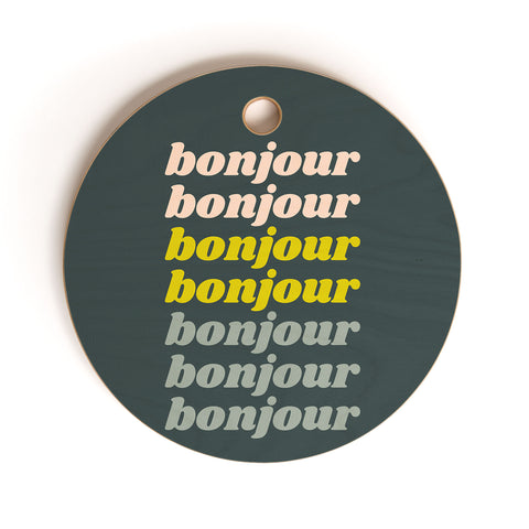 June Journal Bonjour in Pastel Cutting Board Round