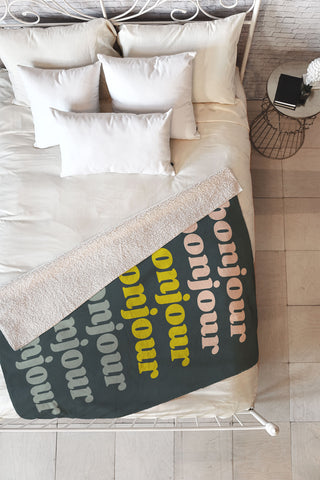 June Journal Bonjour in Pastel Fleece Throw Blanket