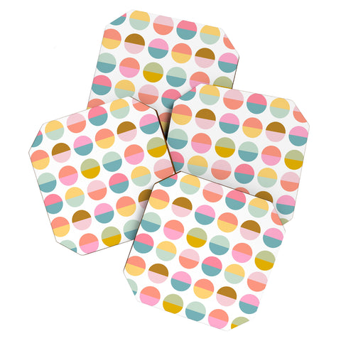June Journal Colorful and Bright Circle Pattern Coaster Set