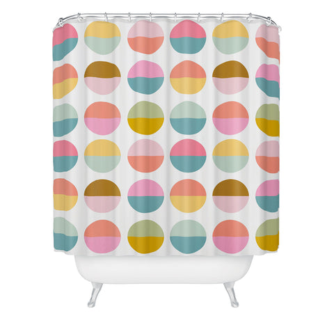 June Journal Colorful and Bright Circle Pattern Shower Curtain