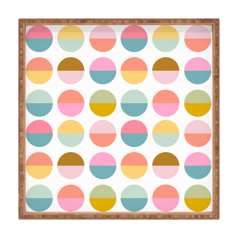 June Journal Colorful and Bright Circle Pattern Square Tray