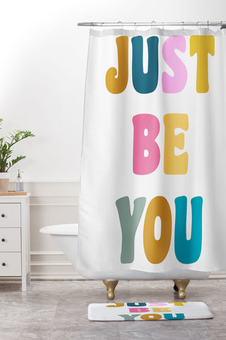 June Journal Colorful Just Be You Lettering Shower Curtain And Mat