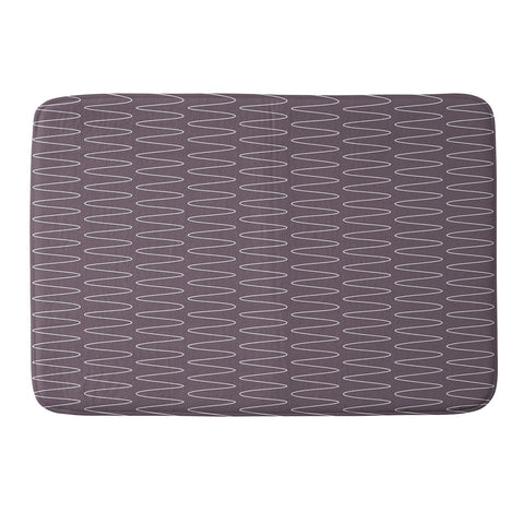 June Journal Curved Line Art in Dark Plum Memory Foam Bath Mat