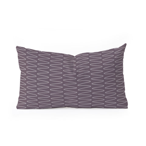 June Journal Curved Line Art in Dark Plum Oblong Throw Pillow