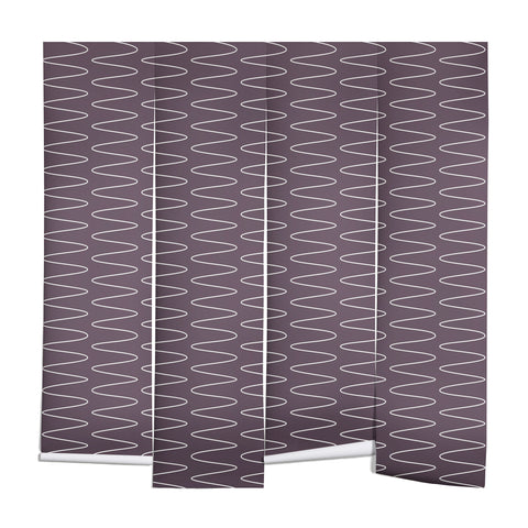 June Journal Curved Line Art in Dark Plum Wall Mural