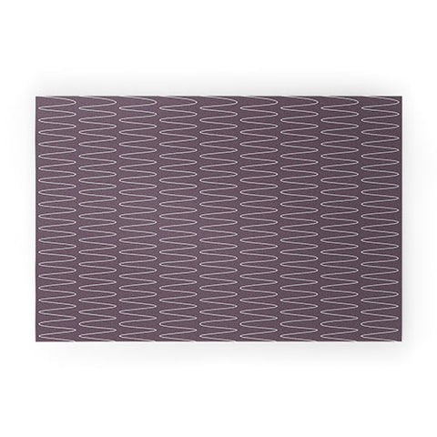 June Journal Curved Line Art in Dark Plum Welcome Mat