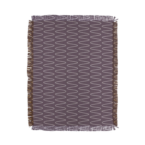 June Journal Curved Line Art in Dark Plum Throw Blanket