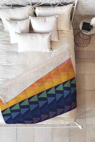 June Journal Day and Night Rainbow Fleece Throw Blanket