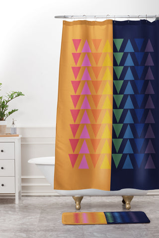 June Journal Day and Night Rainbow Shower Curtain And Mat