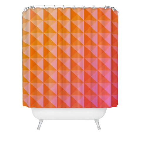 June Journal Geometric Gradient in Pink Shower Curtain