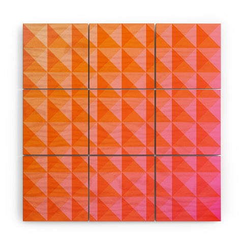 June Journal Geometric Gradient in Pink Wood Wall Mural