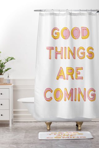 June Journal Good Things Are Coming 1 Shower Curtain And Mat