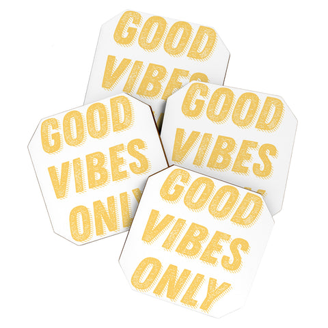 June Journal Good Vibes Only Bold Typograph Coaster Set