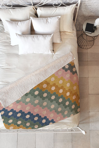 June Journal Hexagon Flowers Fleece Throw Blanket