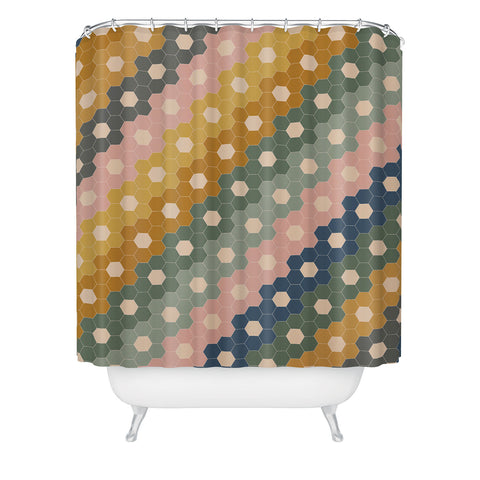 June Journal Hexagon Flowers Shower Curtain
