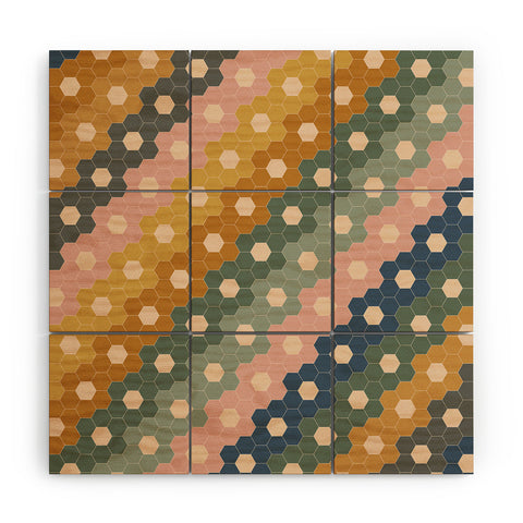June Journal Hexagon Flowers Wood Wall Mural