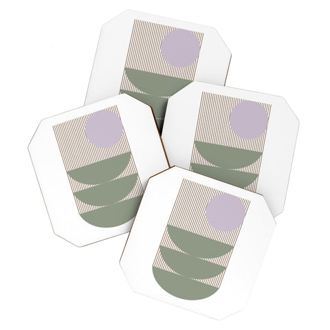 June Journal Lines and Shapes in Moss Coaster Set