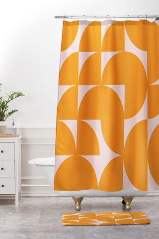 June Journal Mid Century Mod Geometrics Shower Curtain And Mat