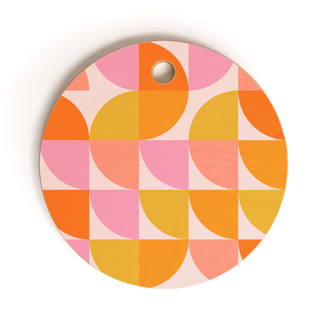 June Journal Mid Century Mod Geometry Cutting Board Round