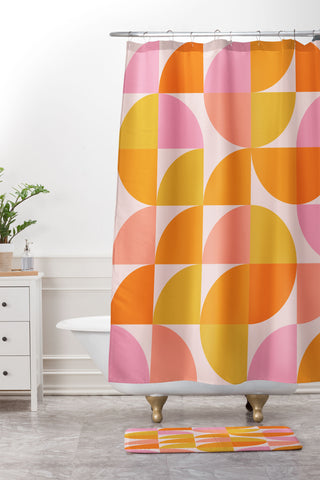 June Journal Mid Century Mod Geometry Shower Curtain And Mat