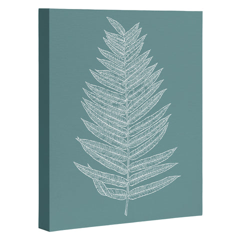 June Journal Minimalist Botanical in Teal Art Canvas