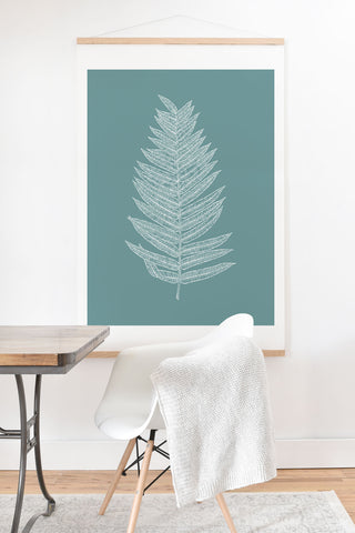 June Journal Minimalist Botanical in Teal Art Print And Hanger