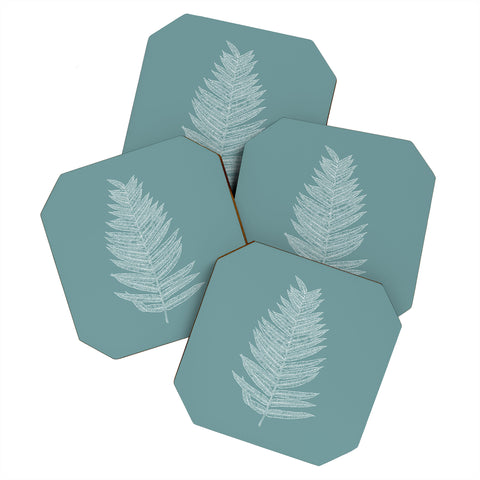 June Journal Minimalist Botanical in Teal Coaster Set