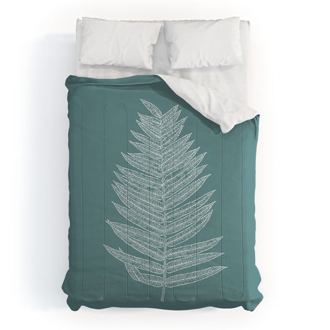 June Journal Minimalist Botanical in Teal Comforter