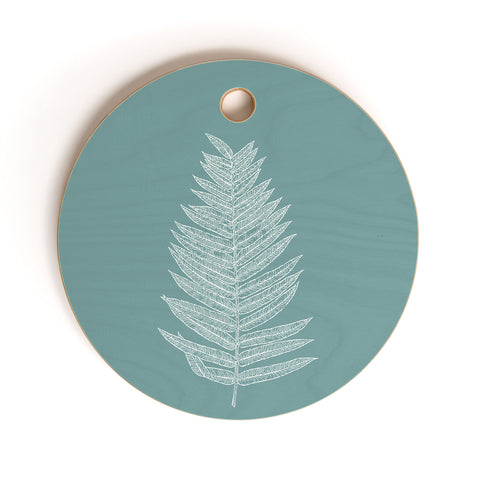 June Journal Minimalist Botanical in Teal Cutting Board Round