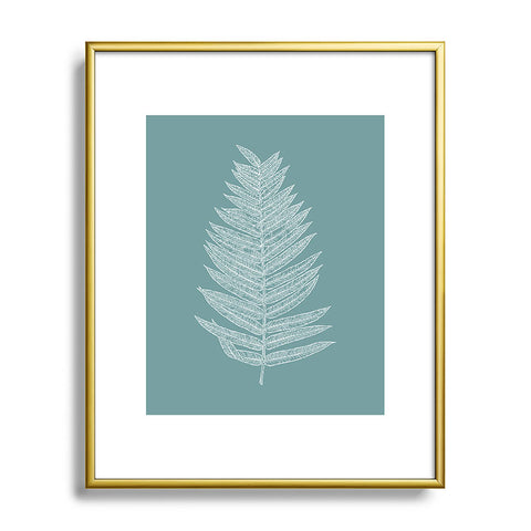 June Journal Minimalist Botanical in Teal Metal Framed Art Print