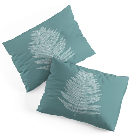 June Journal Minimalist Botanical in Teal Pillow Shams