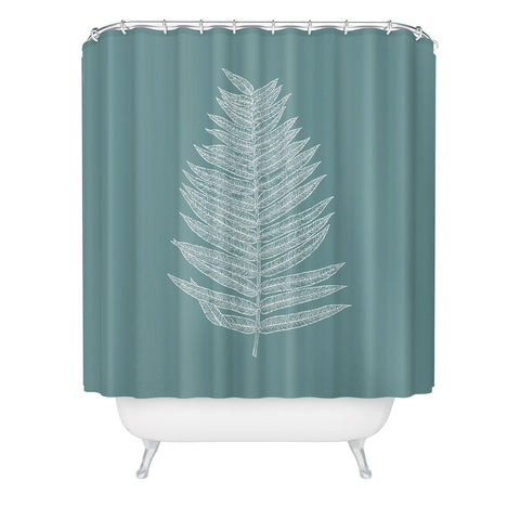 June Journal Minimalist Botanical in Teal Shower Curtain