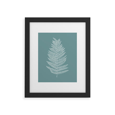 June Journal Minimalist Botanical in Teal Framed Art Print
