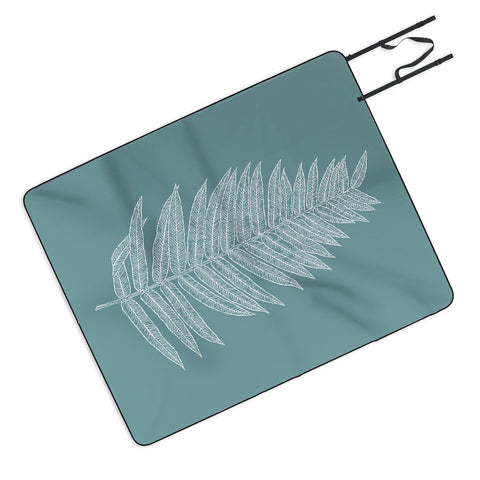 June Journal Minimalist Botanical in Teal Picnic Blanket