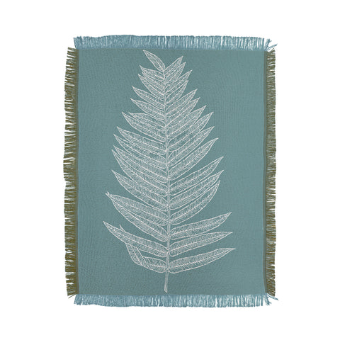 June Journal Minimalist Botanical in Teal Throw Blanket