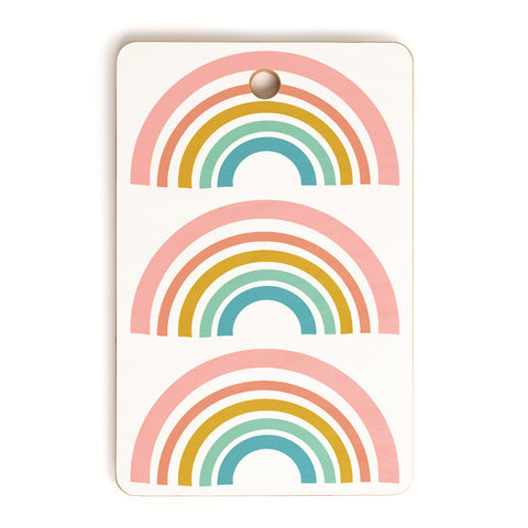 June Journal Minimalist Geometric Rainbow Cutting Board Rectangle