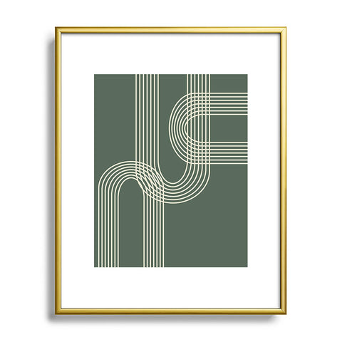 June Journal Minimalist Lines in Forest Metal Framed Art Print