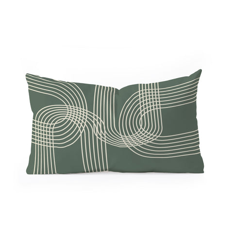June Journal Minimalist Lines in Forest Oblong Throw Pillow