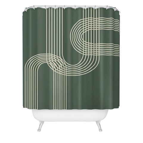 June Journal Minimalist Lines in Forest Shower Curtain