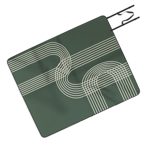 June Journal Minimalist Lines in Forest Picnic Blanket